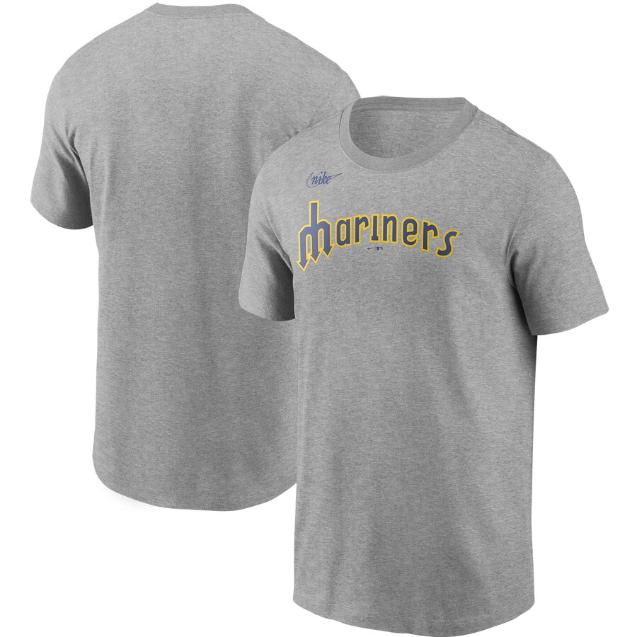 Seattle Mariners Nike Cooperstown Collection Wordmark T-Shirt Heathered Gray